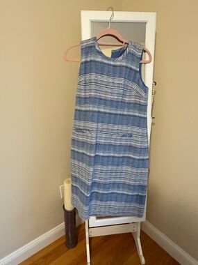 Talbots Blue and White Striped Sleeveless Shift Dress